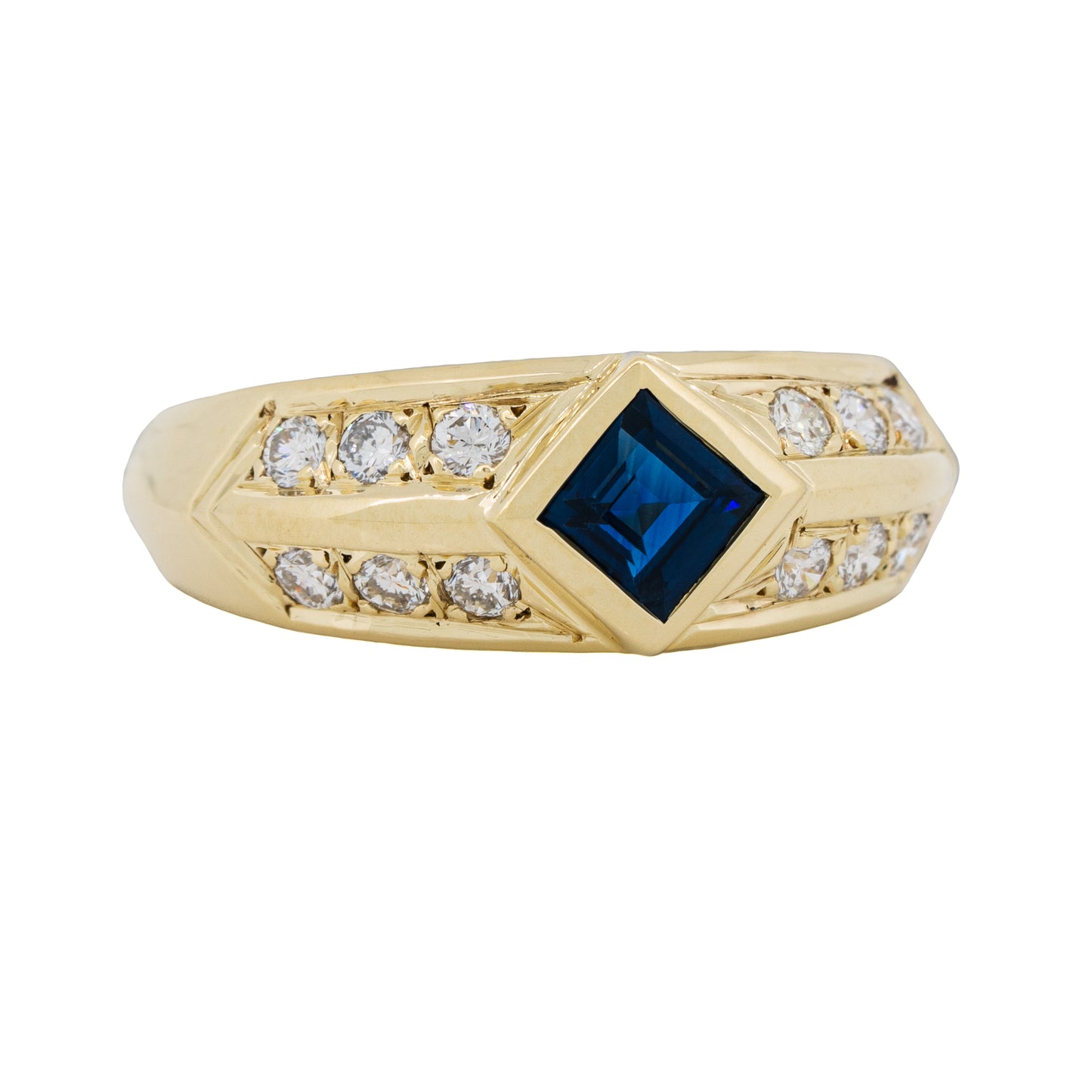 Vintage Natural Blue Sapphire and Diamond Ring in 14k Gold