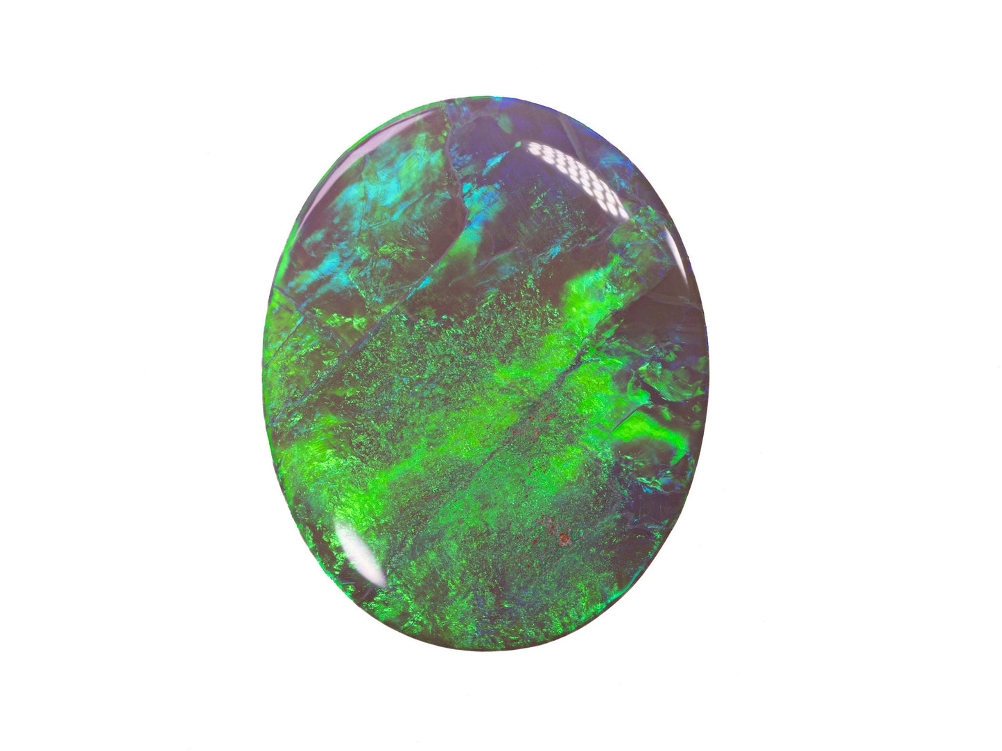 10.37 Carat Dark Opal Neon Green Oval Cabochon Lightning Ridge Australia - Redpoint Jewelry