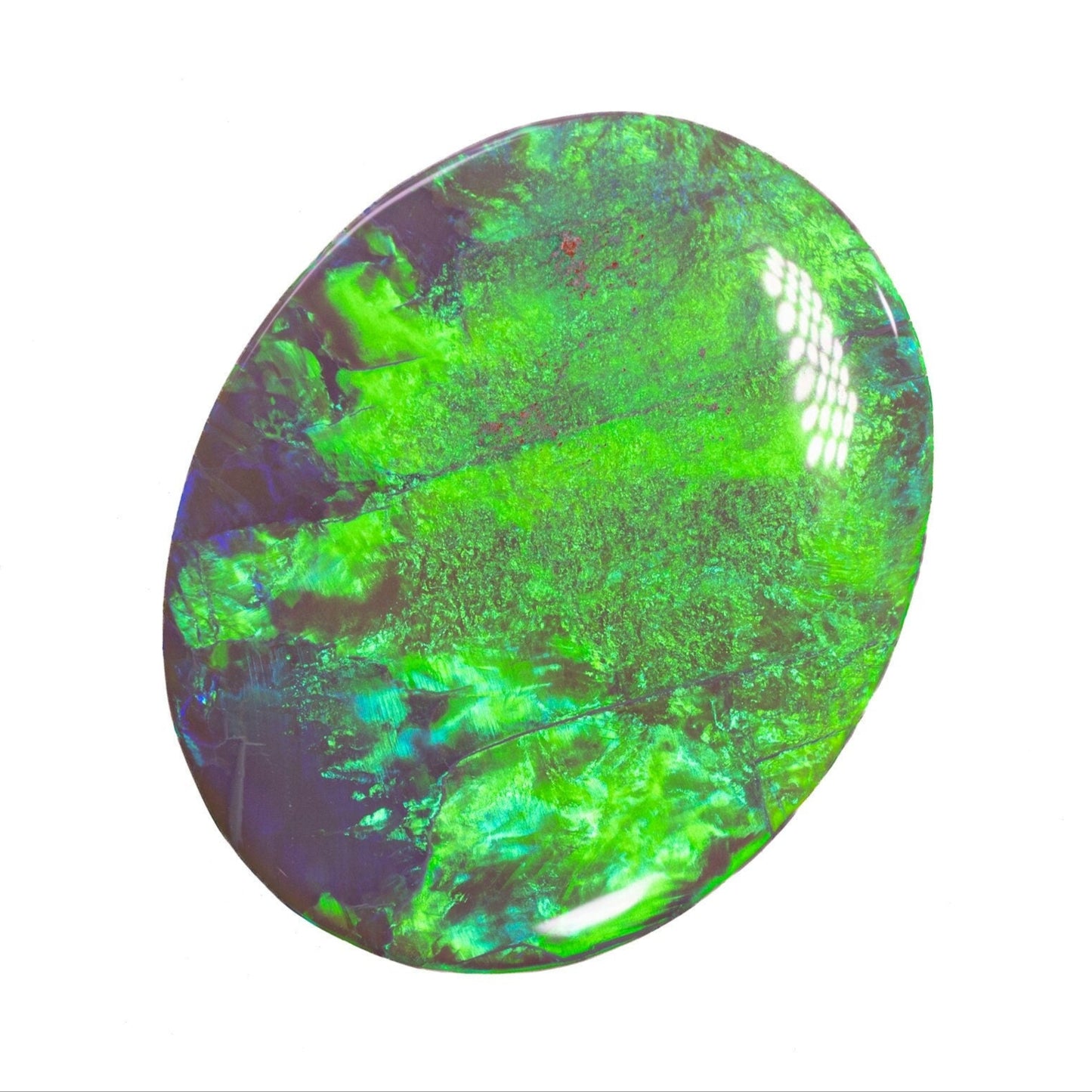 10.37 Carat Dark Opal Neon Green Oval Cabochon Lightning Ridge Australia - Redpoint Jewelry