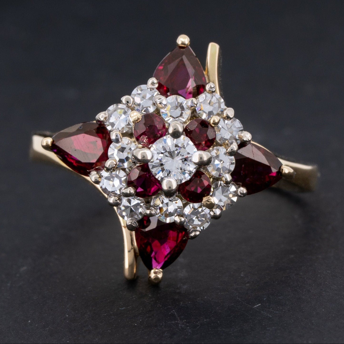 Vintage 1.91ctw Ruby and Diamond Ring in 14k Gold - Redpoint Jewelry