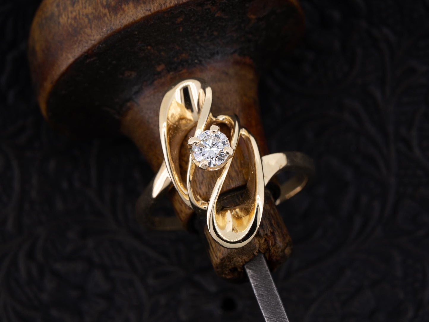 Vintage Solitaire Diamond Engagement Ring 14k Yellow Gold - Redpoint Jewelry