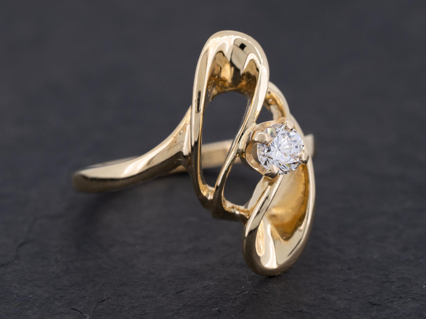Vintage Solitaire Diamond Engagement Ring 14k Yellow Gold - Redpoint Jewelry