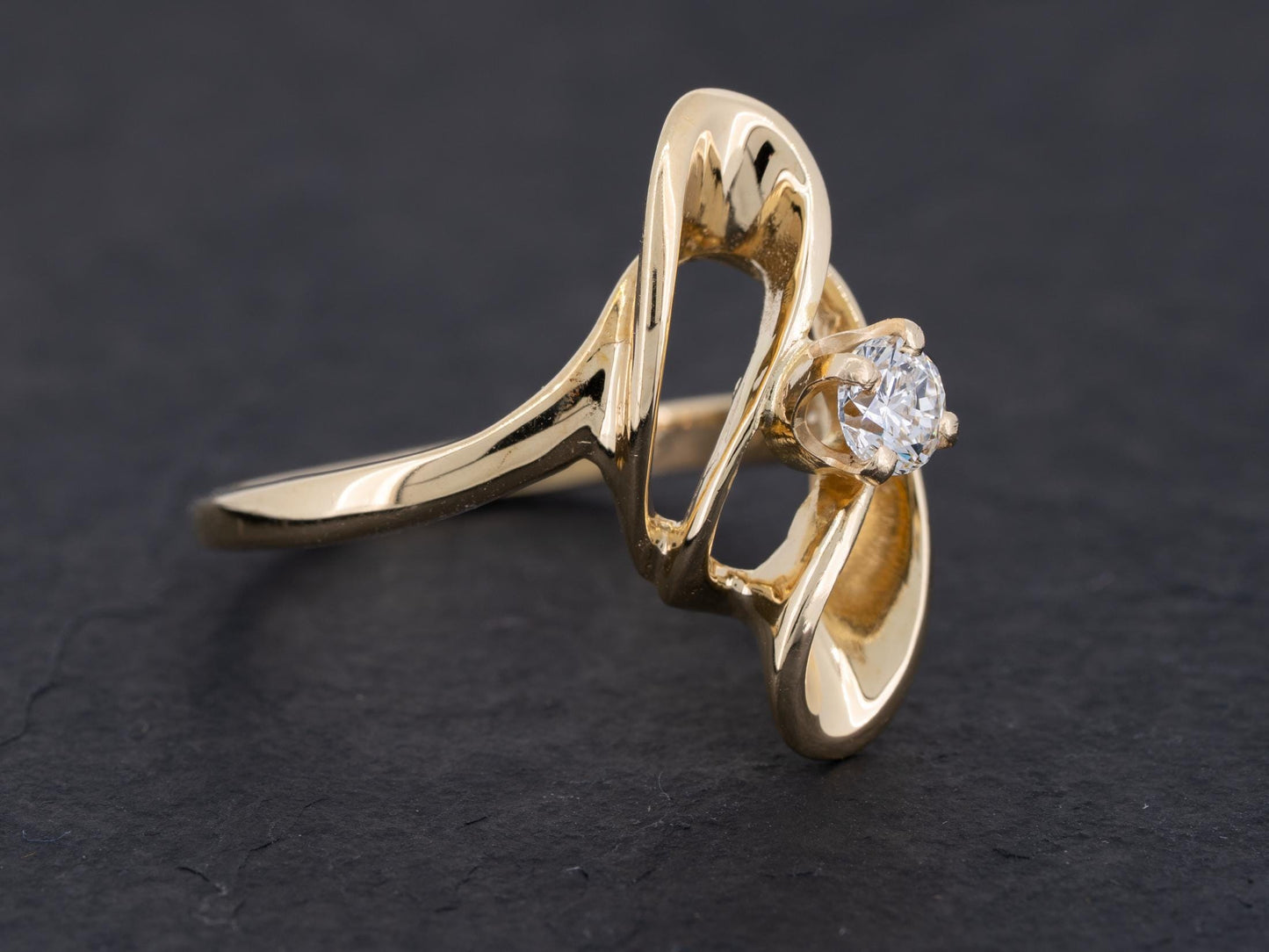 Vintage Solitaire Diamond Engagement Ring 14k Yellow Gold - Redpoint Jewelry