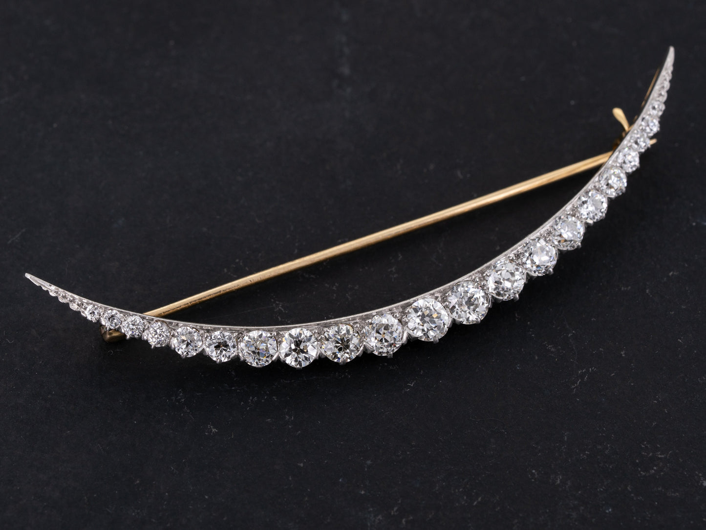 Victorian 5ctw Diamond Pin Brooch Old European Cut Diamonds - Redpoint Jewelry