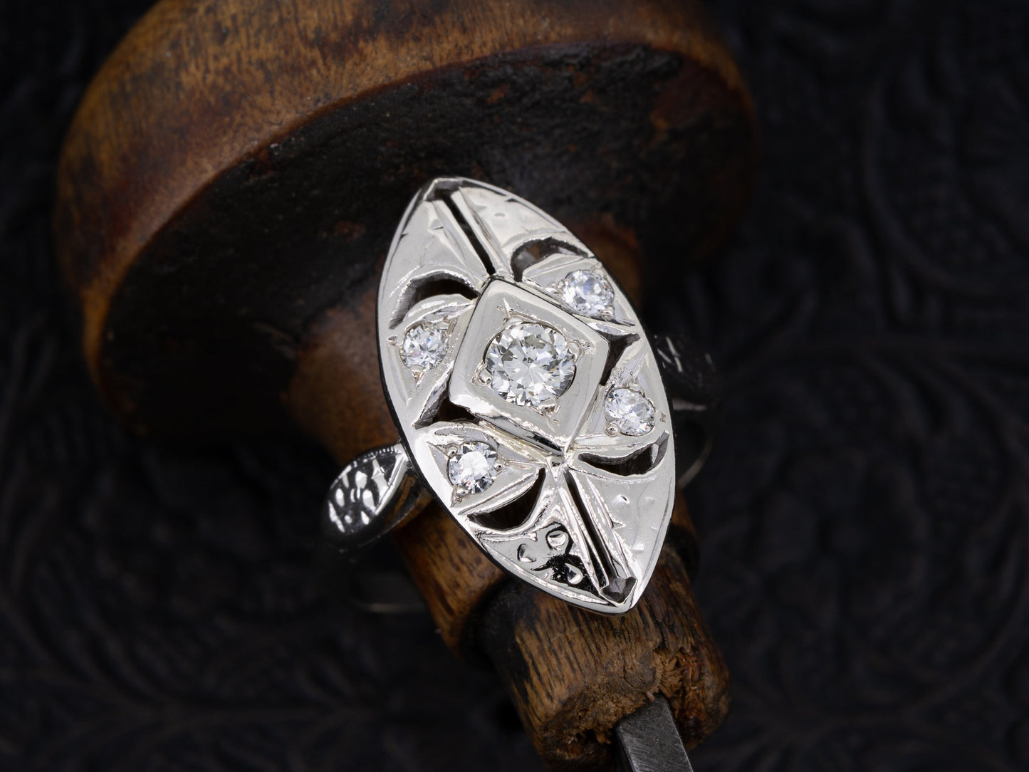 Vintage Art Deco Diamond Engagement Ring 14k White Gold - Redpoint Jewelry