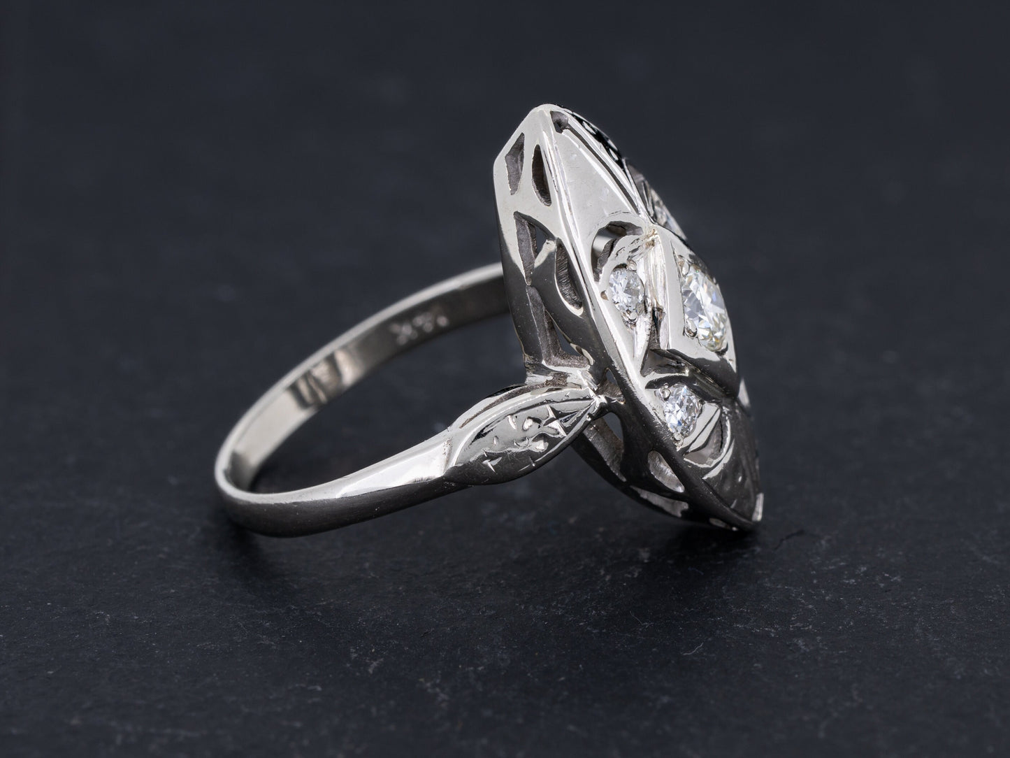 Vintage Art Deco Diamond Engagement Ring 14k White Gold - Redpoint Jewelry