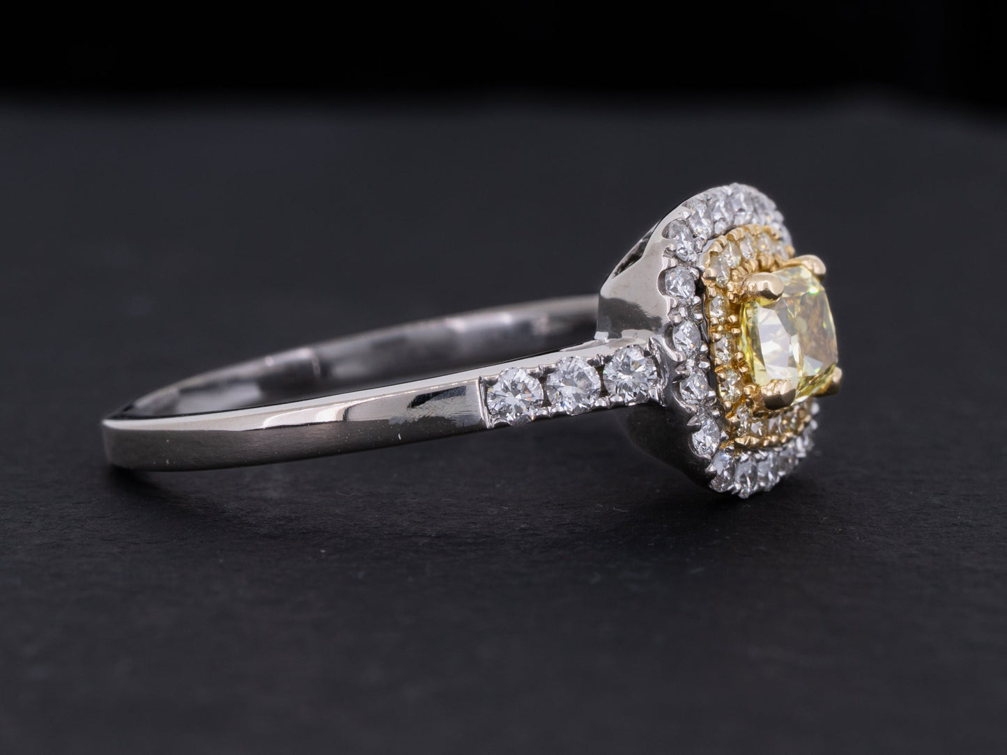 1.06ctw GIA Certified Diamond Engagement Ring Fancy Intense Yellow VS-2 - Redpoint Jewelry
