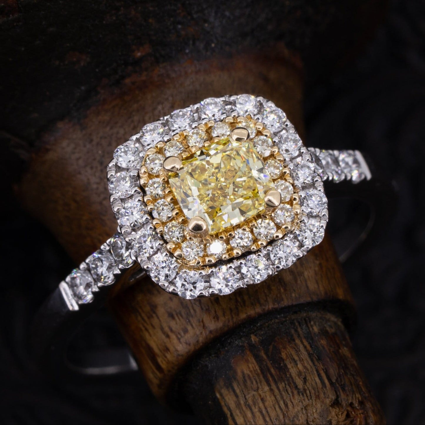 1.06ctw GIA Certified Diamond Engagement Ring Fancy Intense Yellow VS-2 - Redpoint Jewelry