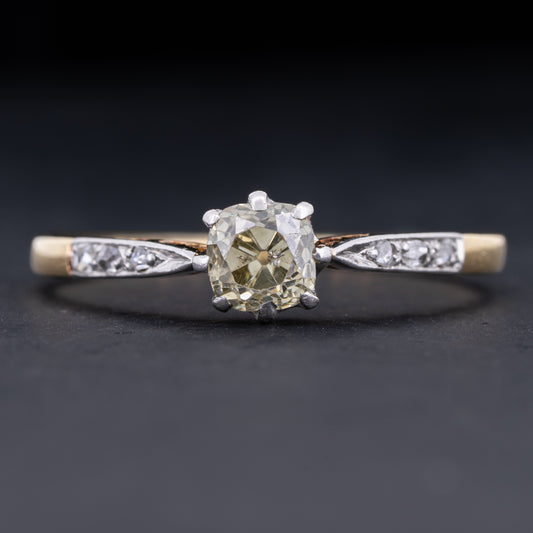 Antique Georgian Diamond Solitaire Engagement Ring in 18ct Gold and Platinum