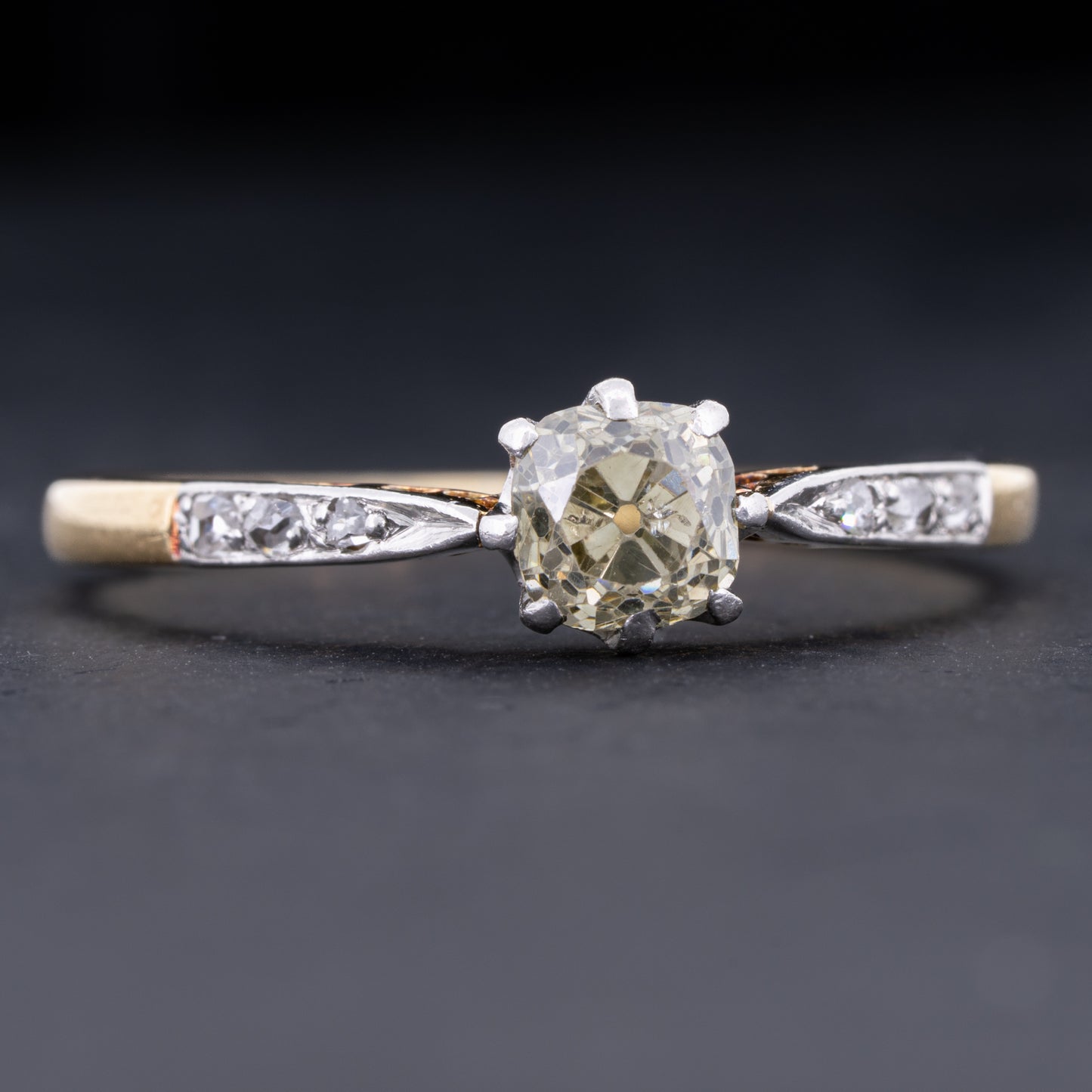 Antique Georgian Diamond Solitaire Engagement Ring in 18ct Gold and Platinum