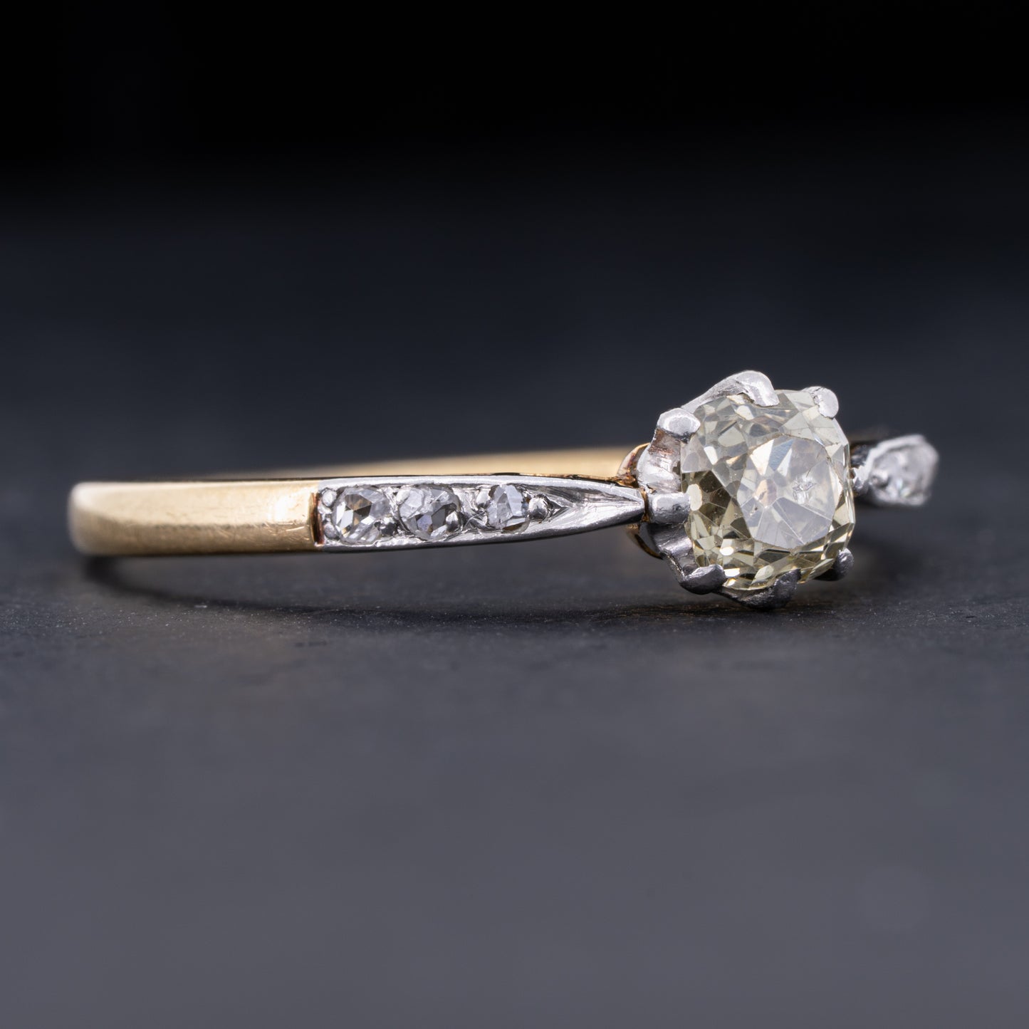 Antique Georgian Diamond Solitaire Engagement Ring in 18ct Gold and Platinum