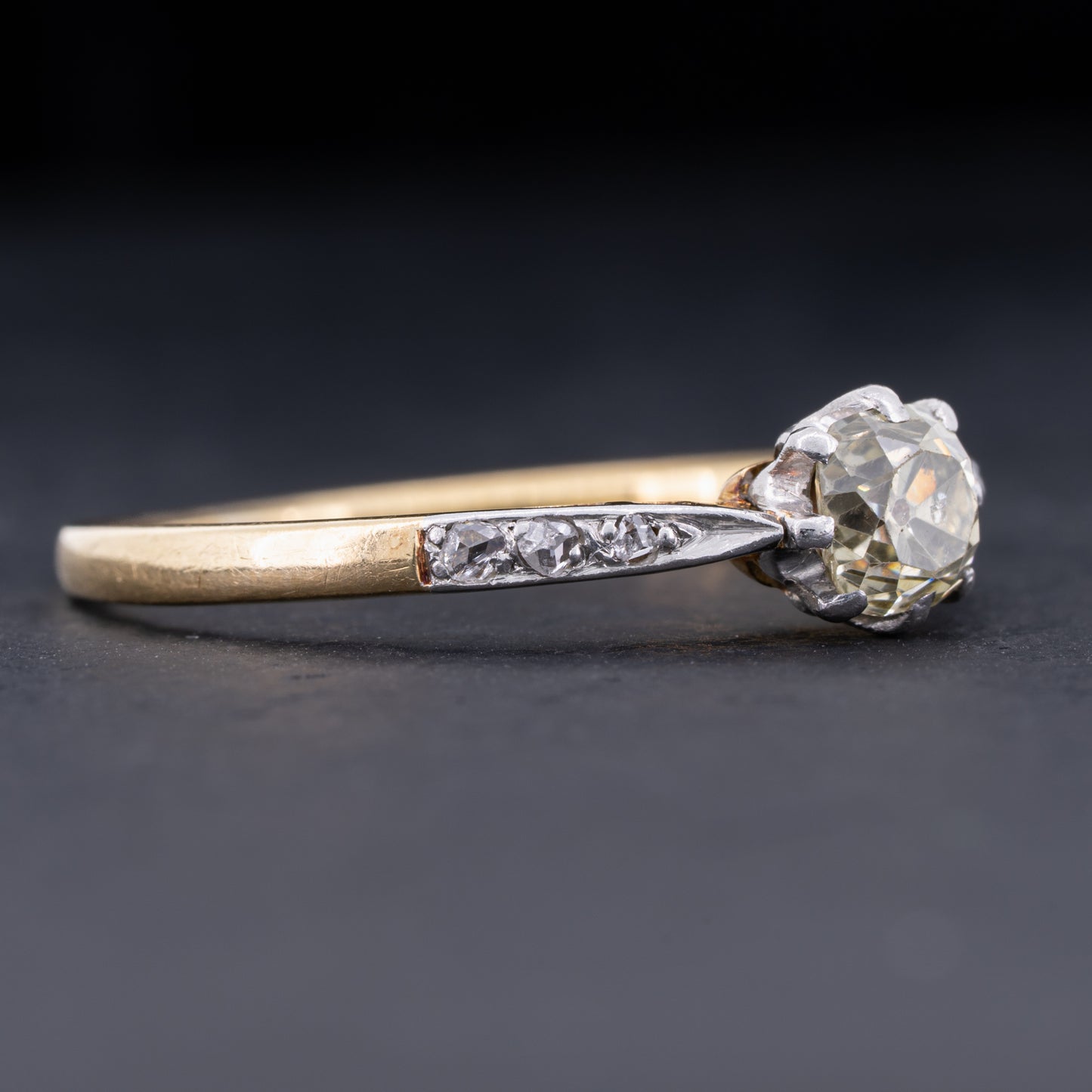 Antique Georgian Diamond Solitaire Engagement Ring in 18ct Gold and Platinum