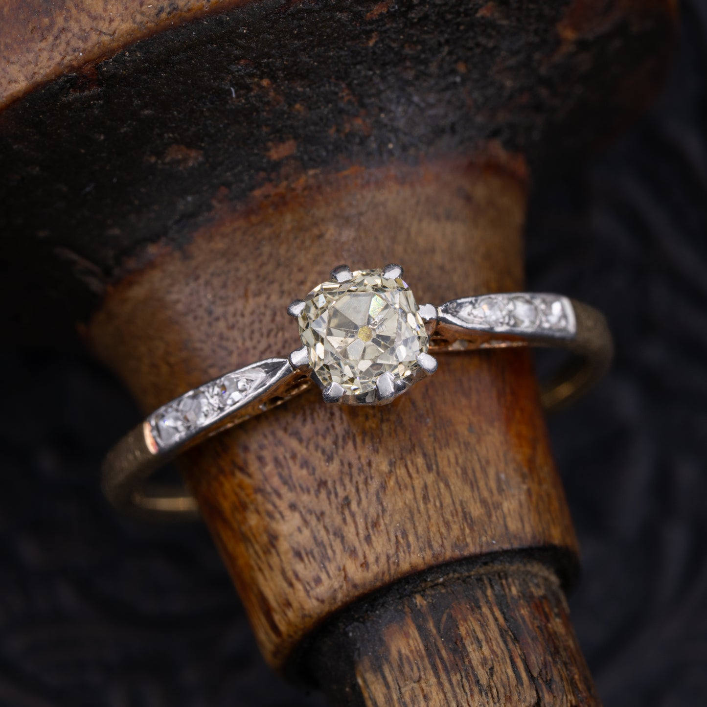 Antique Georgian Diamond Solitaire Engagement Ring in 18ct Gold and Platinum