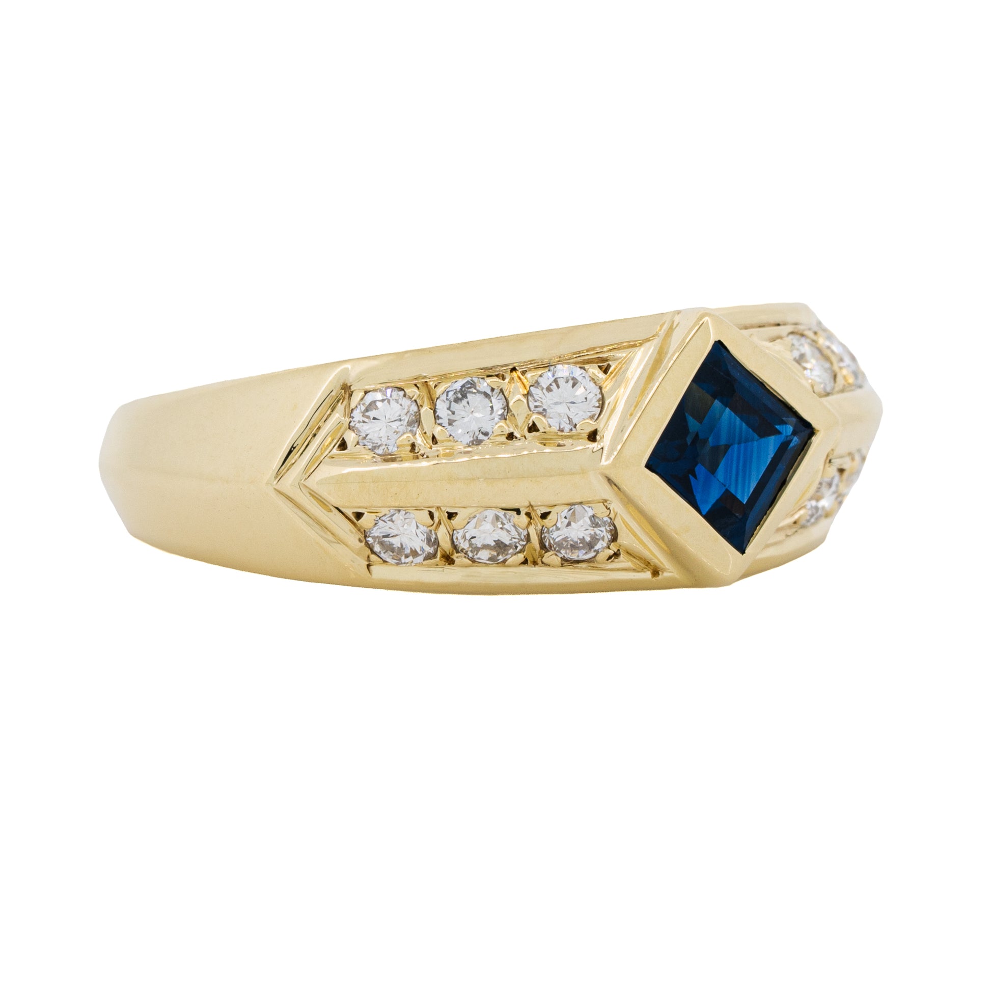 Vintage Natural Blue Sapphire and Diamond Ring in 14k Gold