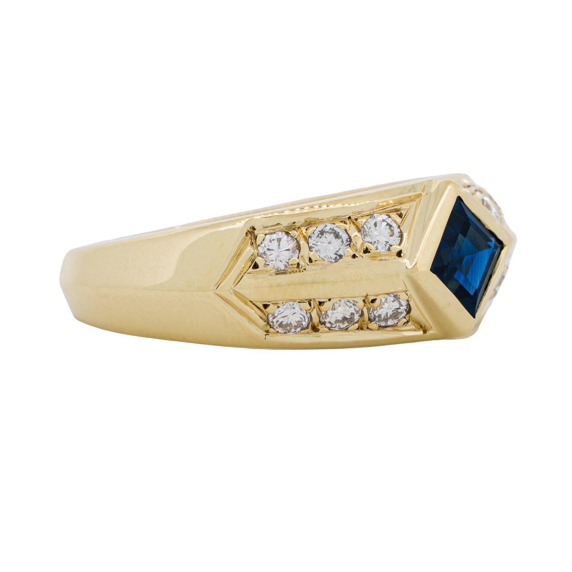 Vintage Natural Blue Sapphire and Diamond Ring in 14k Gold