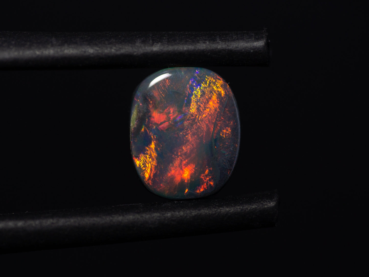 0.56 Carat Black Opal Cushion Cut Cabochon Lightning Ridge Australia - Redpoint Jewelry 