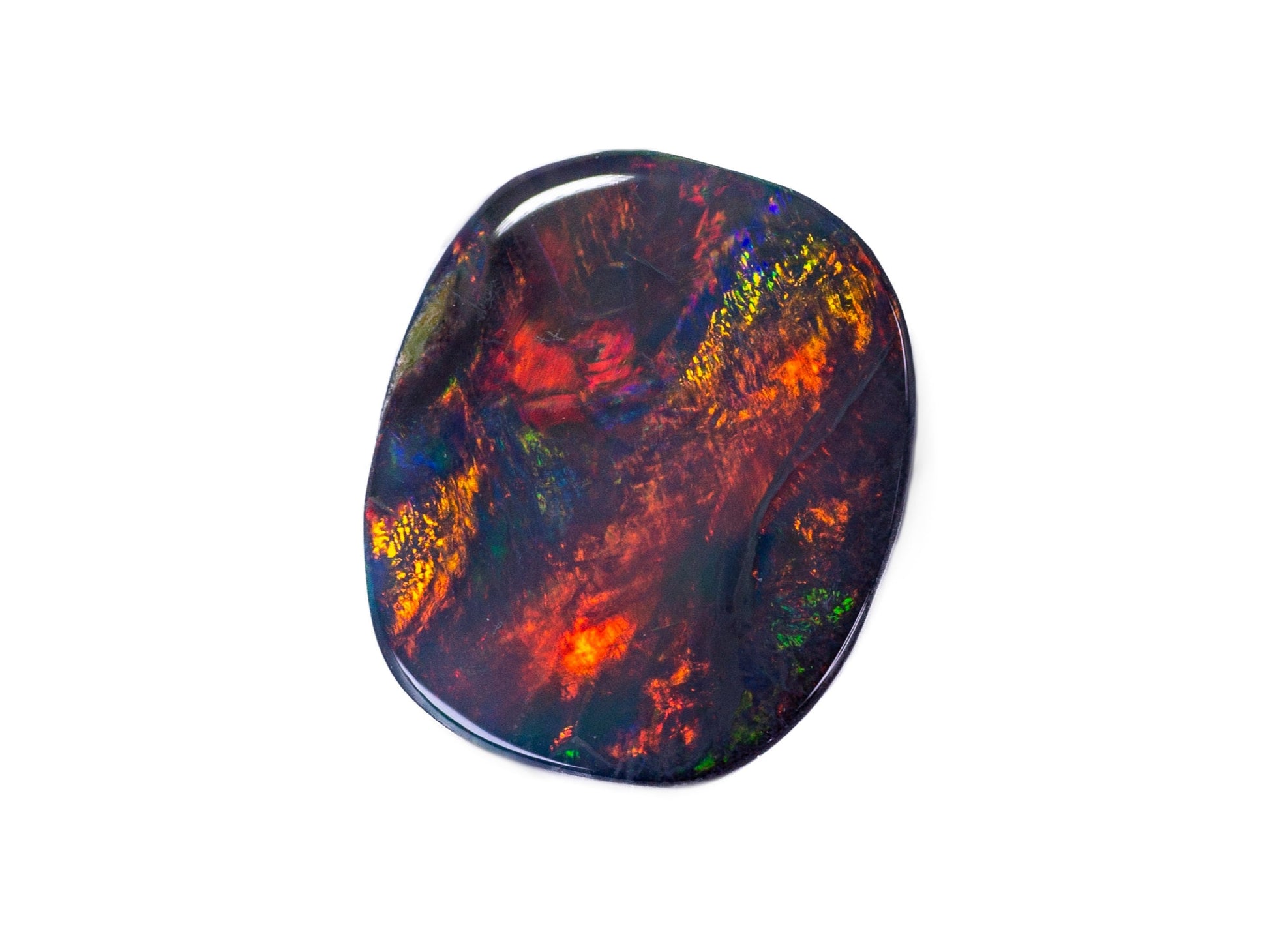 0.56 Carat Black Opal Cushion Cut Cabochon Lightning Ridge Australia - Redpoint Jewelry 