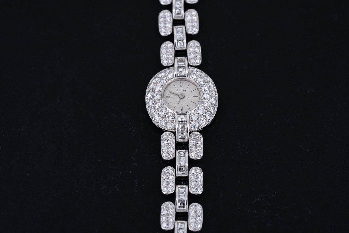 Vintage 7ctw Diamond Watch by Adler 18k White Gold