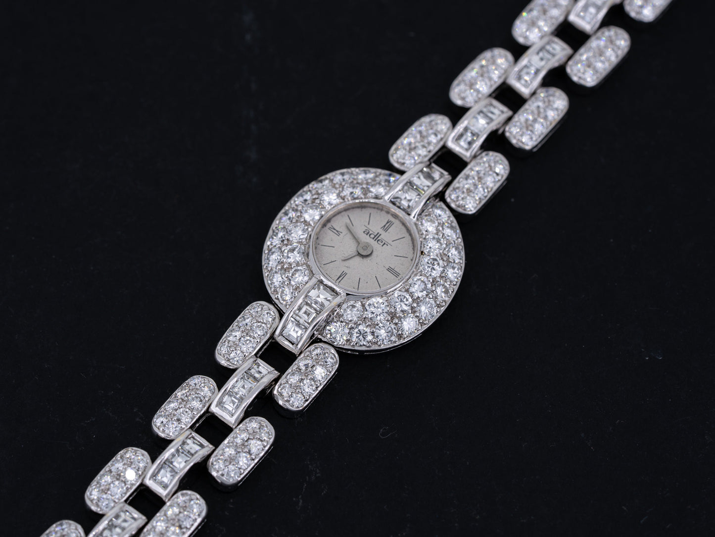 Vintage 7ctw Diamond Watch by Adler 18k White Gold