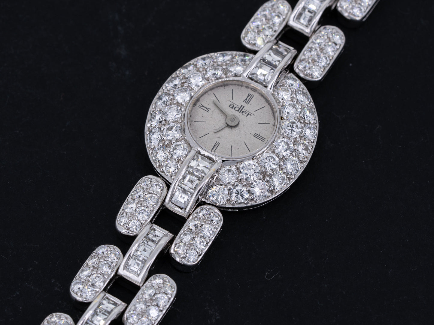 Vintage 7ctw Diamond Watch by Adler 18k White Gold