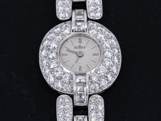 Vintage 7ctw Diamond Watch by Adler 18k White Gold