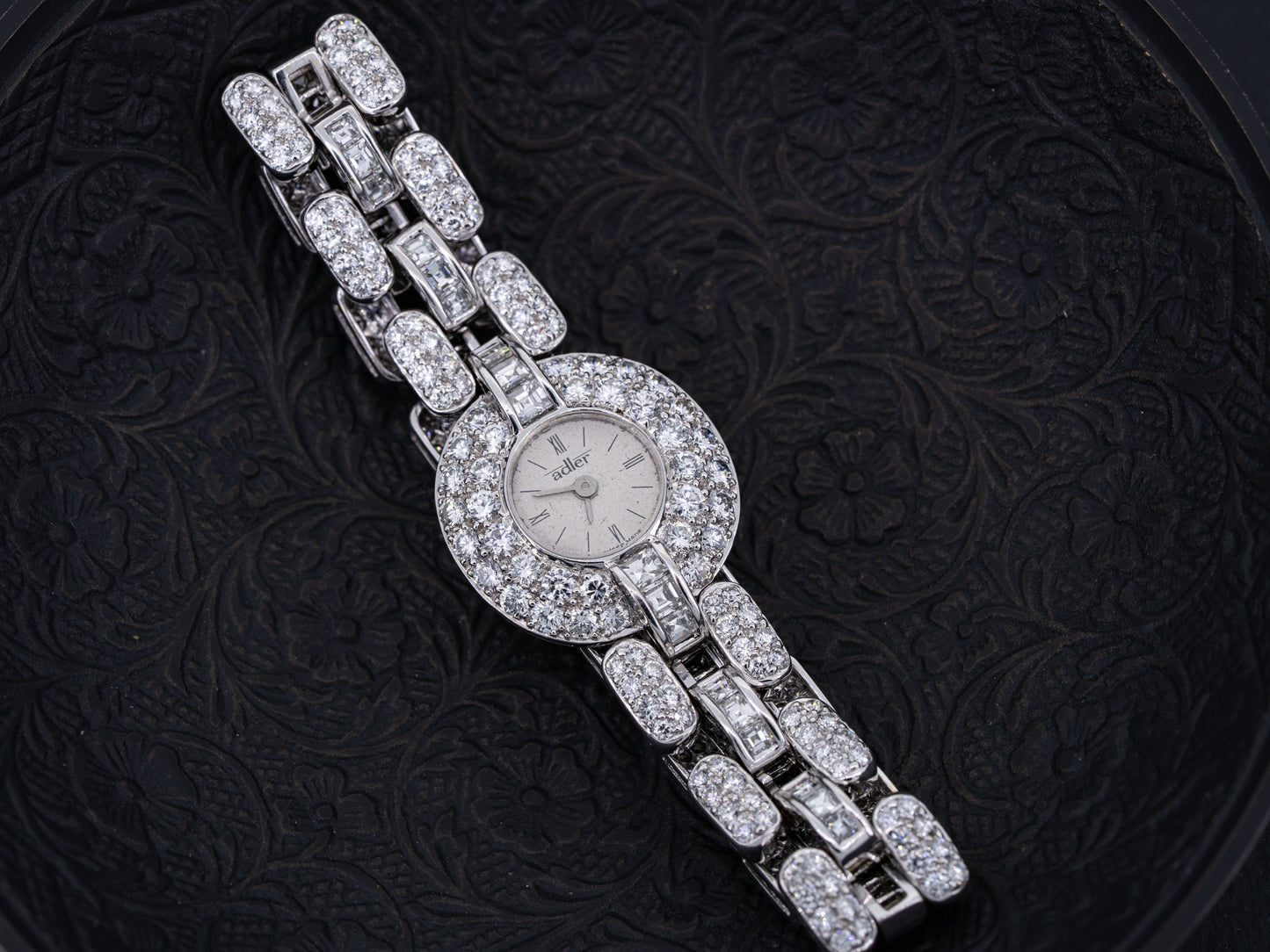 Vintage 7ctw Diamond Watch by Adler 18k White Gold