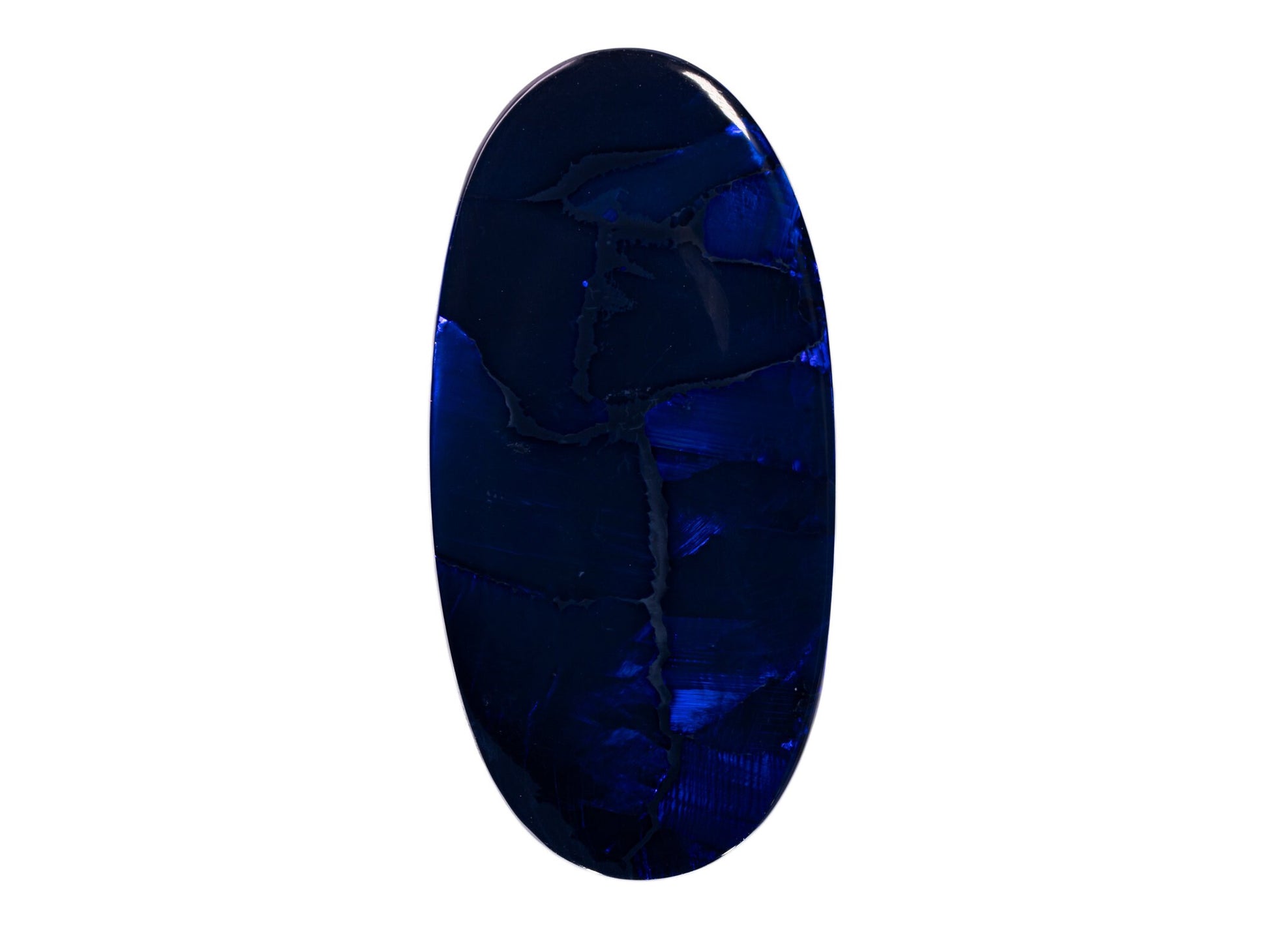 9.47 Carat Black Opal Oval Cabochon Lightning Ridge Australia Blue Flagstone Pattern - Redpoint Jewelry 