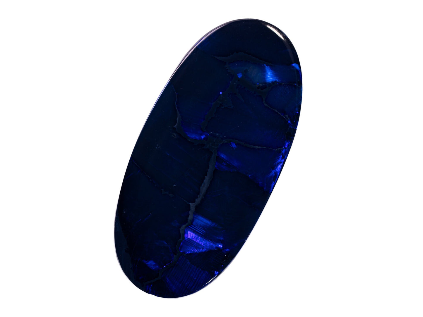 9.47 Carat Black Opal Oval Cabochon Lightning Ridge Australia Blue Flagstone Pattern - Redpoint Jewelry 