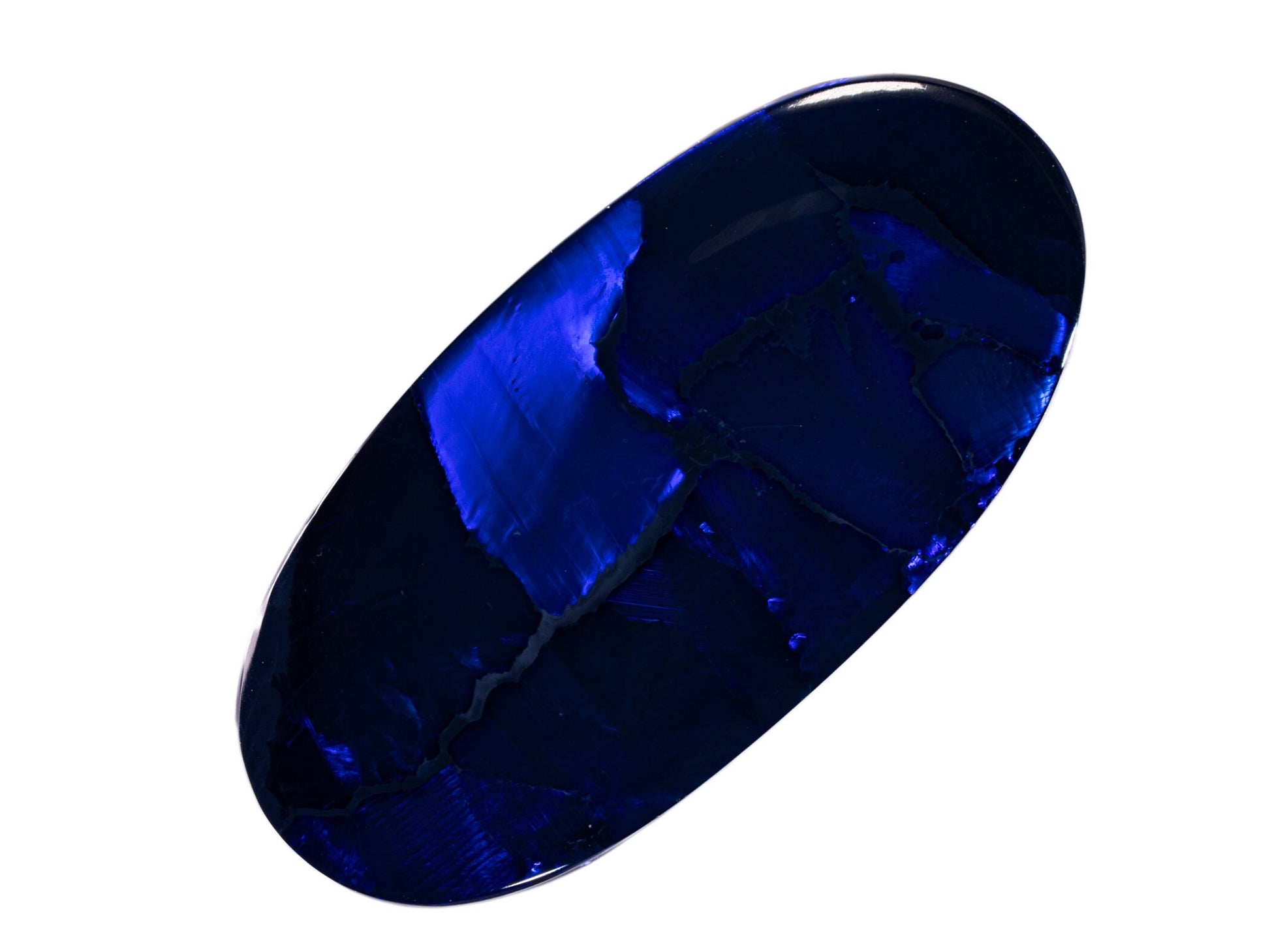 9.47 Carat Black Opal Oval Cabochon Lightning Ridge Australia Blue Flagstone Pattern - Redpoint Jewelry 