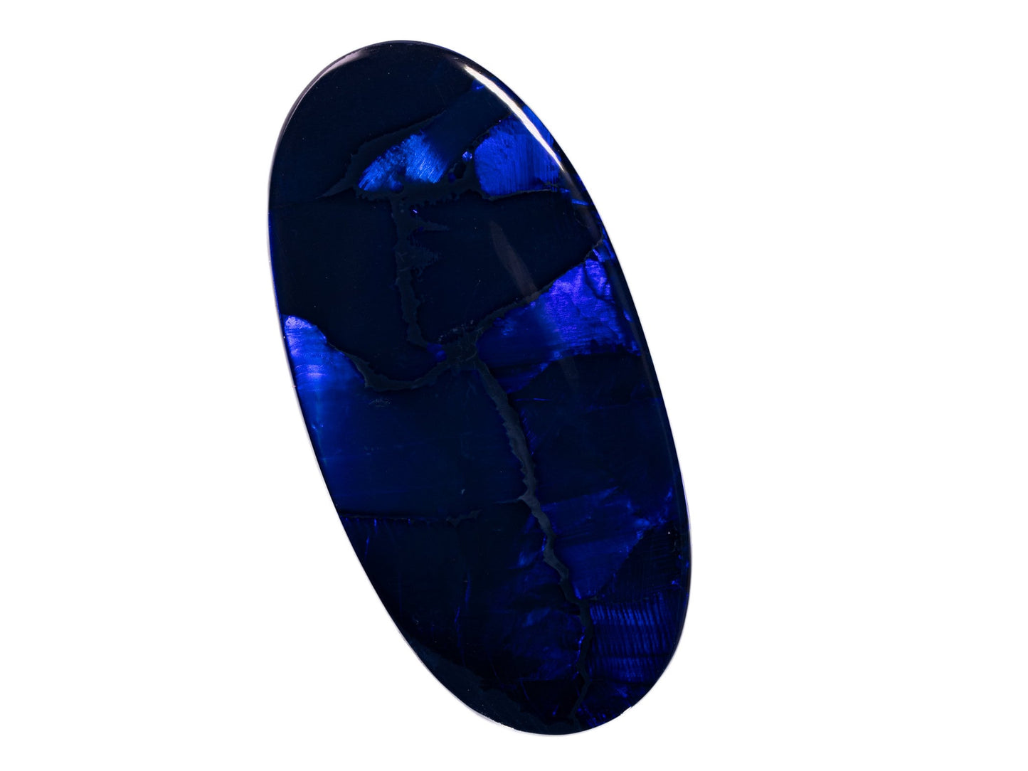 9.47 Carat Black Opal Oval Cabochon Lightning Ridge Australia Blue Flagstone Pattern - Redpoint Jewelry 