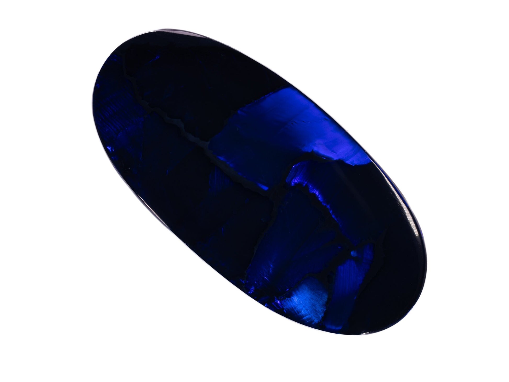 9.47 Carat Black Opal Oval Cabochon Lightning Ridge Australia Blue Flagstone Pattern - Redpoint Jewelry 