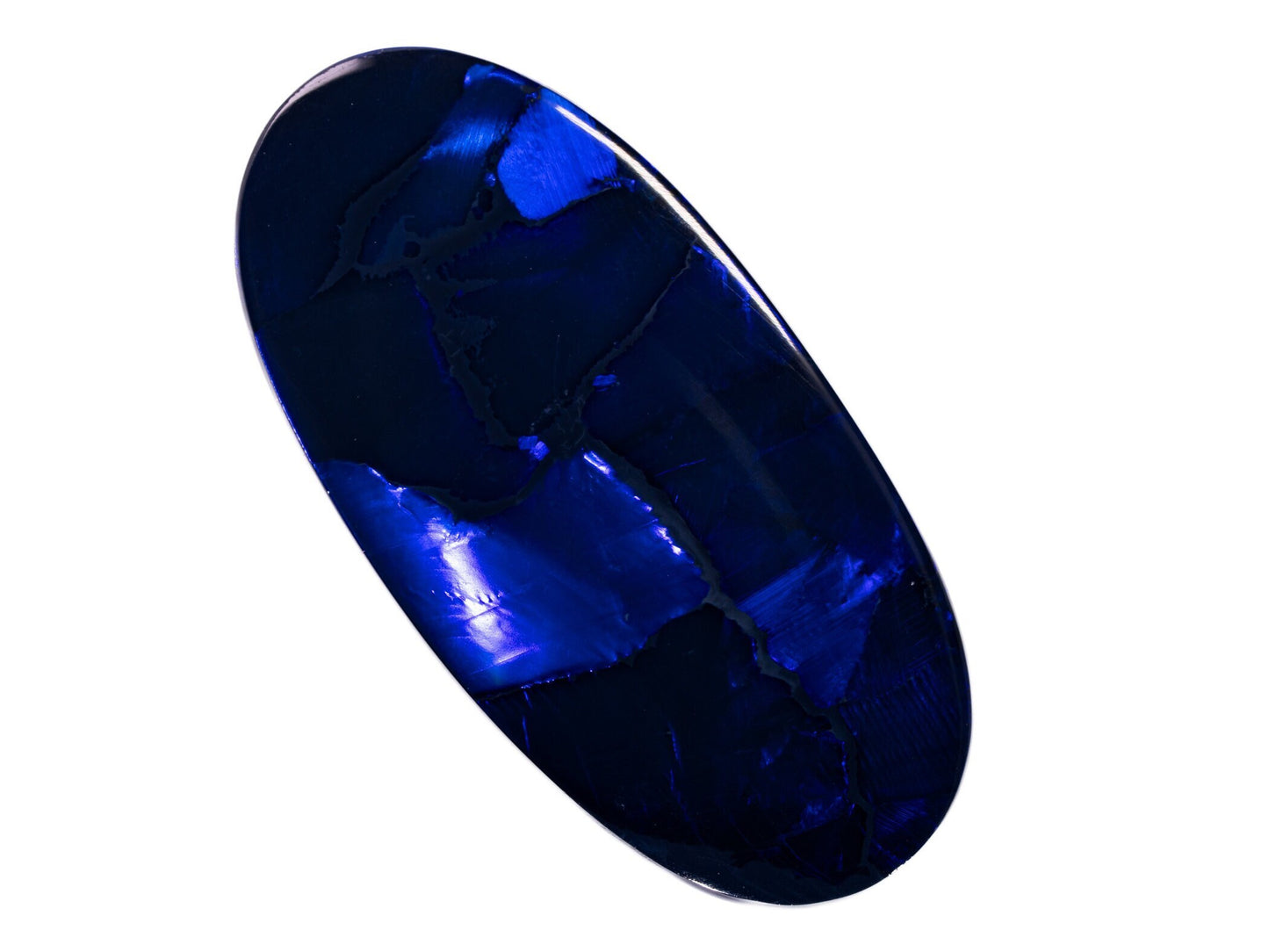 9.47 Carat Black Opal Oval Cabochon Lightning Ridge Australia Blue Flagstone Pattern - Redpoint Jewelry 