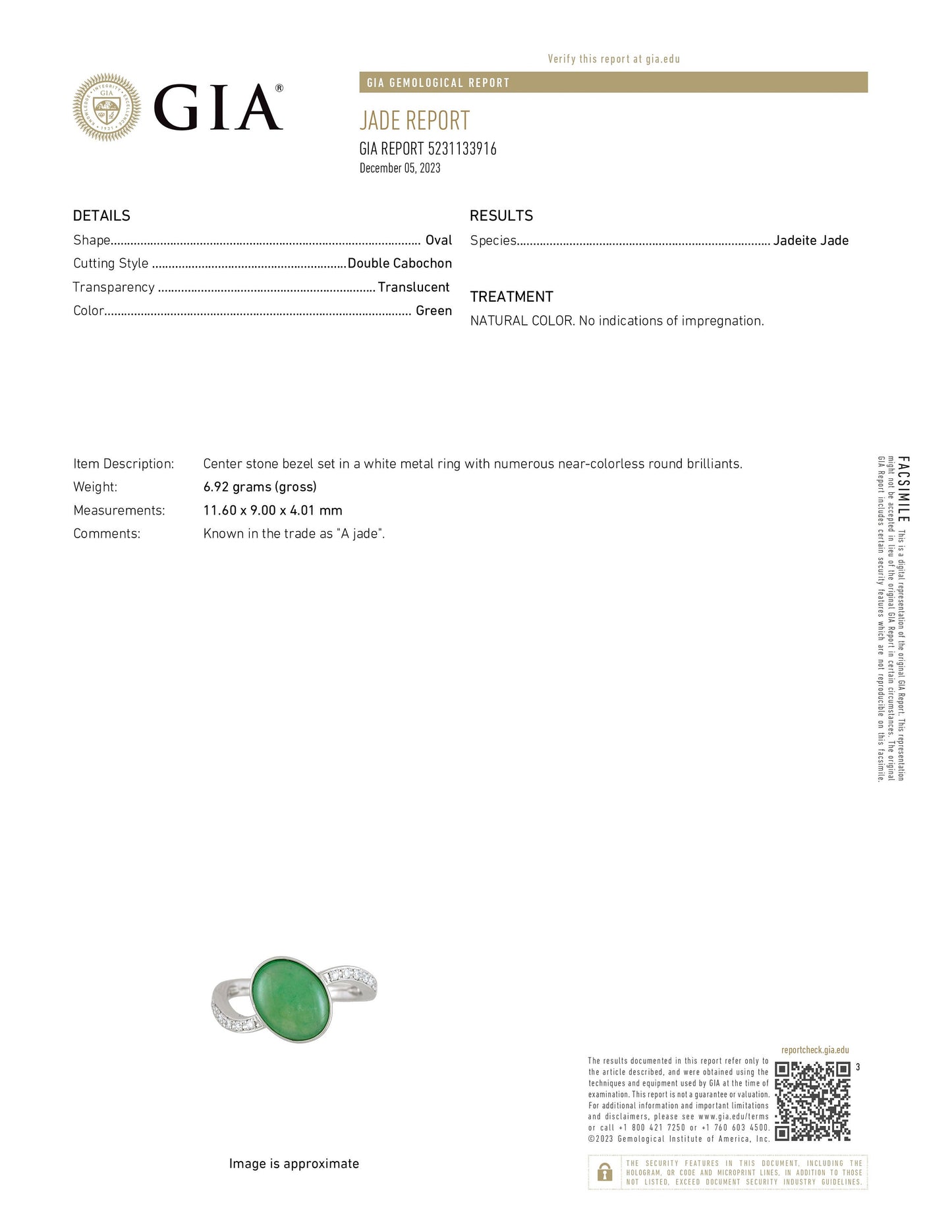 GIA Certified Type A Fei Cui Green Jade and Diamond Ring in Platinum - Redpoint Jewelry 