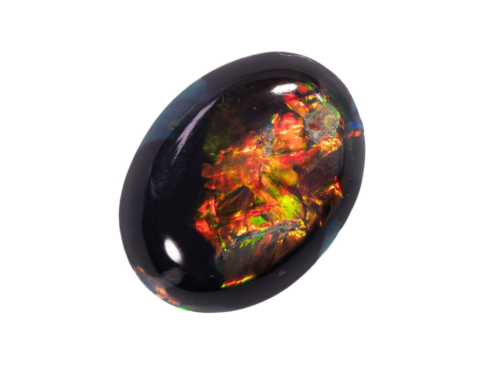 1.71 Carat Black Opal Gemstone Double Sided Oval Cabochon Lightning Ridge Australia - Redpoint Jewelry 