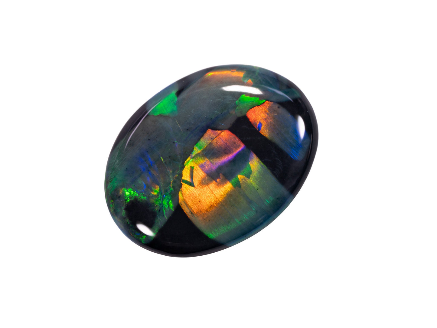 1.71 Carat Black Opal Gemstone Double Sided Oval Cabochon Lightning Ridge Australia - Redpoint Jewelry 