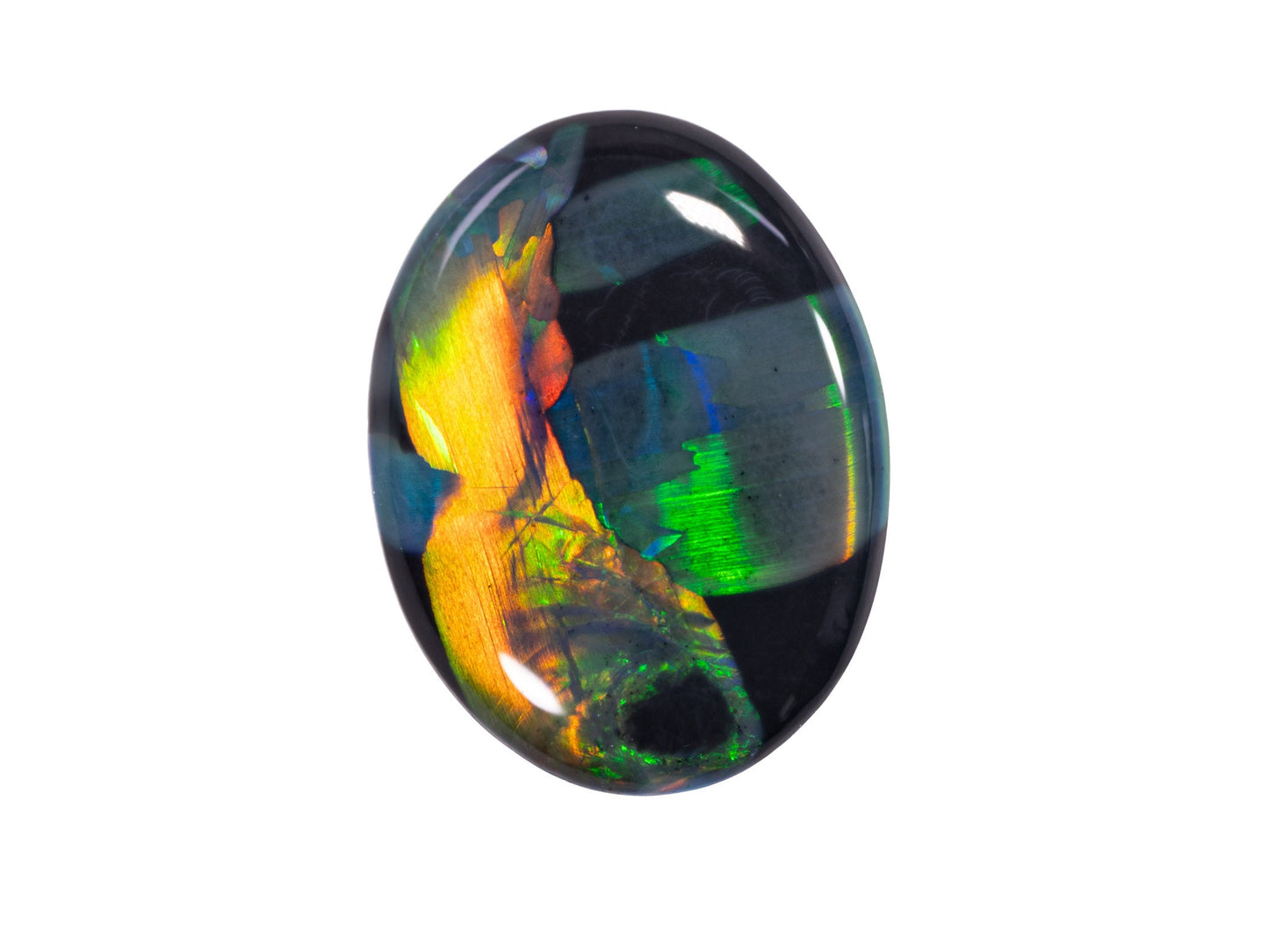 1.71 Carat Black Opal Gemstone Double Sided Oval Cabochon Lightning Ridge Australia - Redpoint Jewelry 