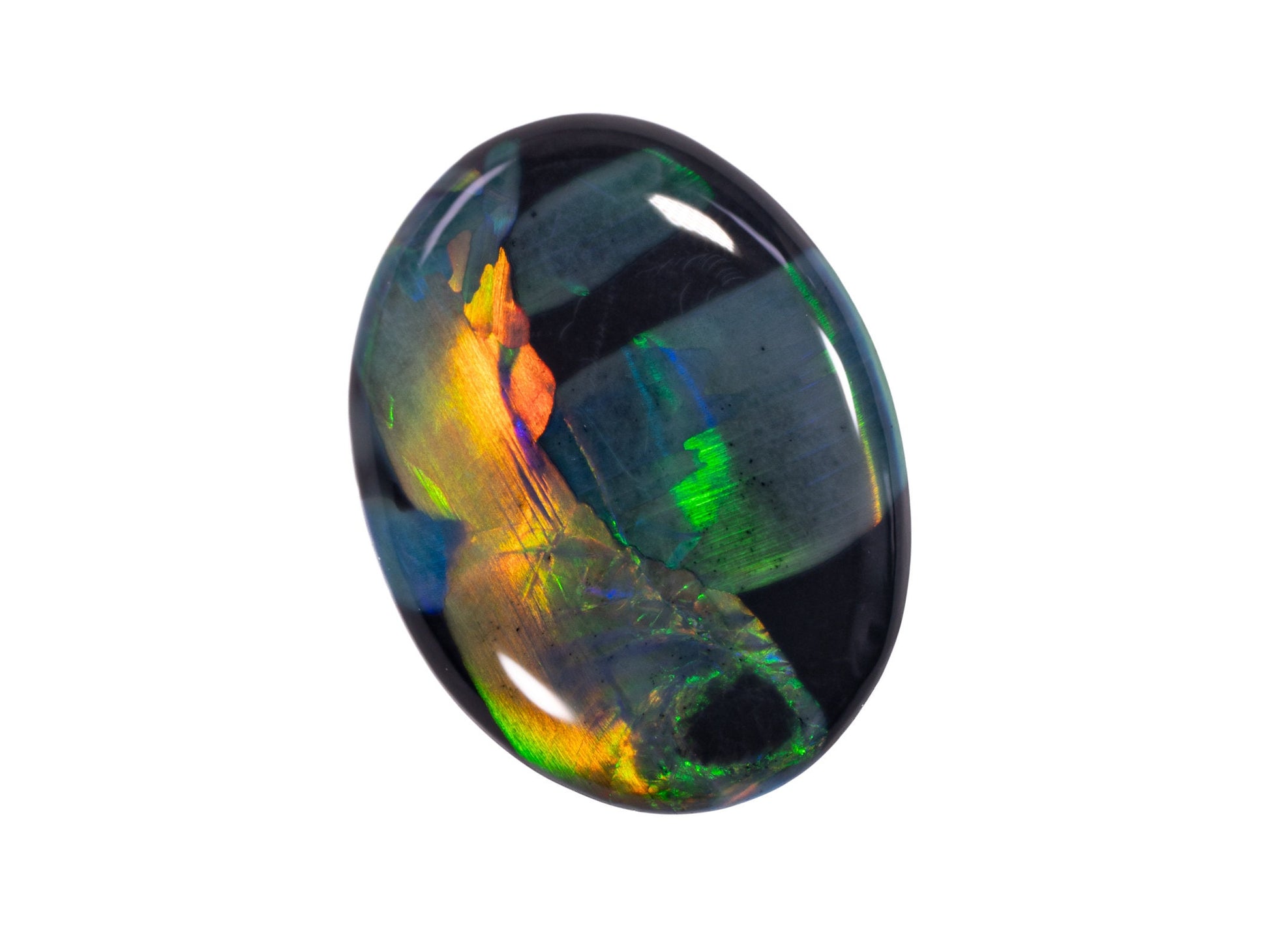 1.71 Carat Black Opal Gemstone Double Sided Oval Cabochon Lightning Ridge Australia - Redpoint Jewelry 