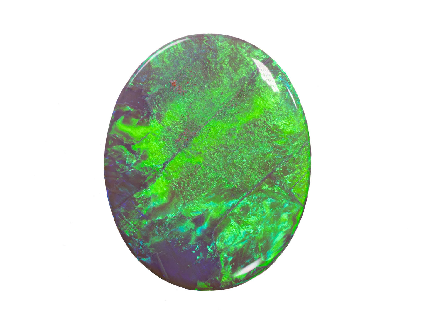 10.37 Carat Dark Opal Neon Green Oval Cabochon Lightning Ridge Australia - Redpoint Jewelry 