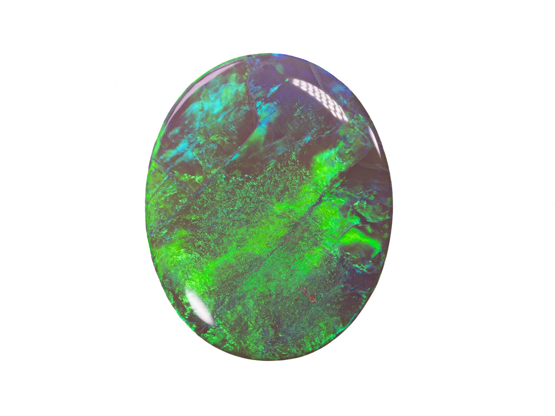 10.37 Carat Dark Opal Neon Green Oval Cabochon Lightning Ridge Australia - Redpoint Jewelry 