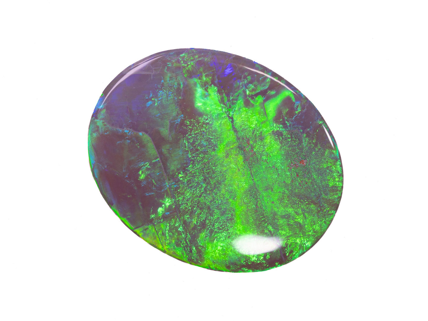 10.37 Carat Dark Opal Neon Green Oval Cabochon Lightning Ridge Australia - Redpoint Jewelry 