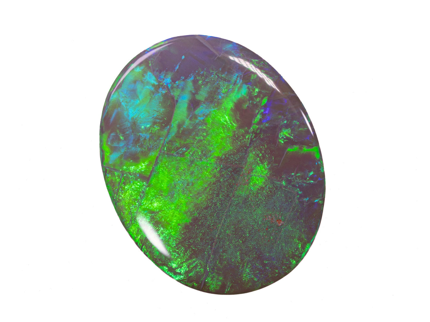 10.37 Carat Dark Opal Neon Green Oval Cabochon Lightning Ridge Australia - Redpoint Jewelry 