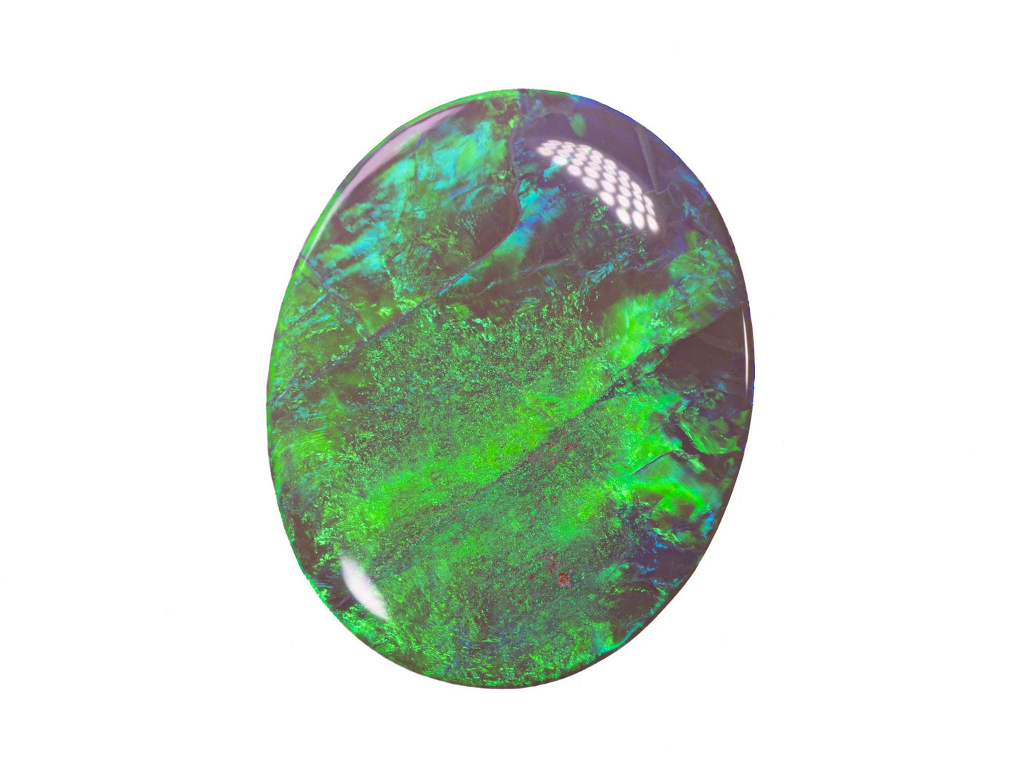 10.37 Carat Dark Opal Neon Green Oval Cabochon Lightning Ridge Australia - Redpoint Jewelry 