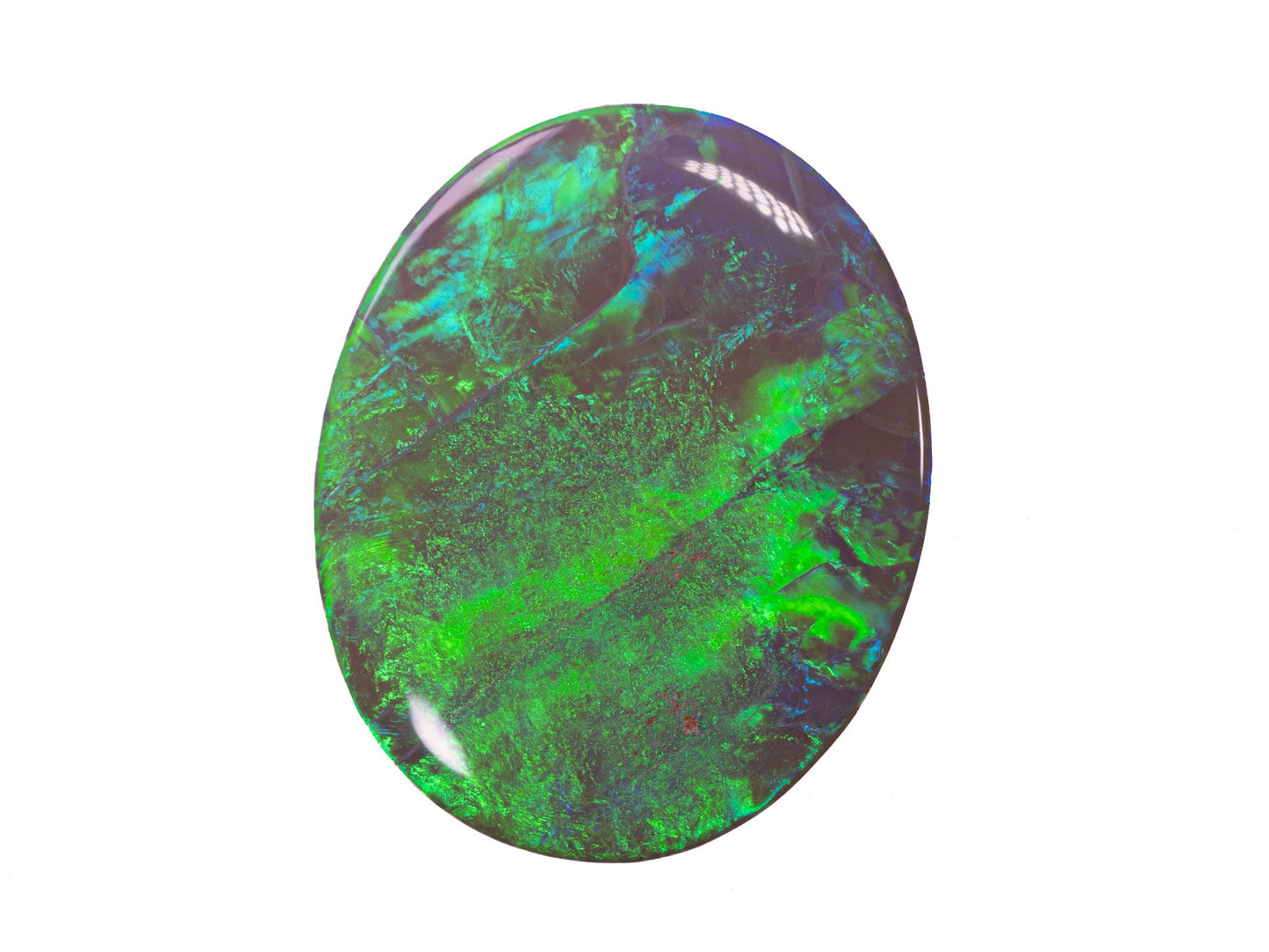 10.37 Carat Dark Opal Neon Green Oval Cabochon Lightning Ridge Australia - Redpoint Jewelry 