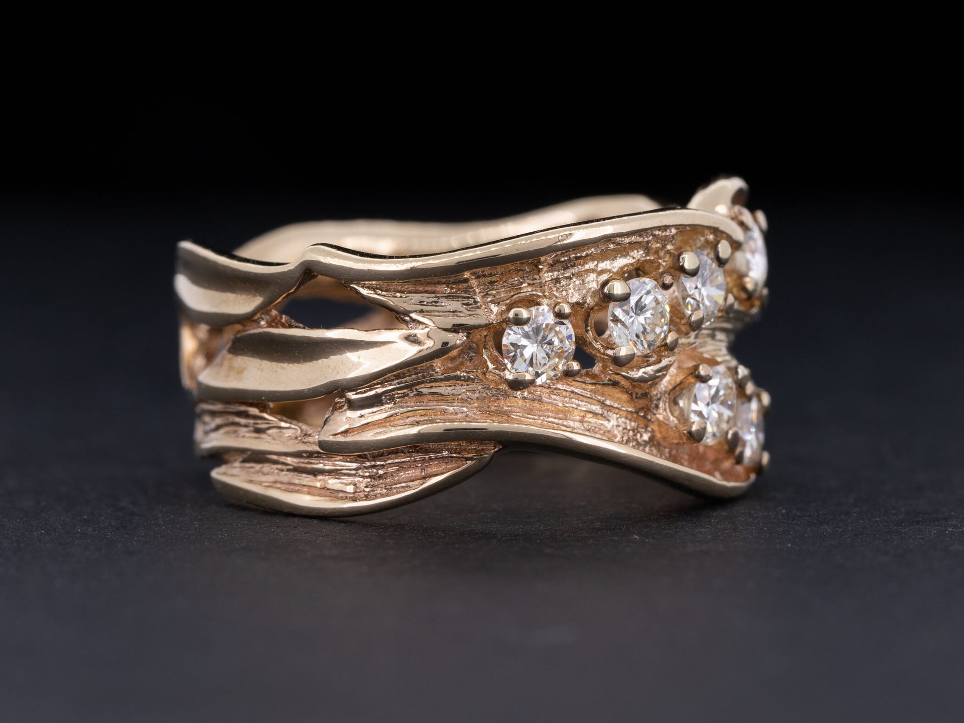 Vintage Five Stone Diamond Ring by L. Udko & Son 14k Gold - Redpoint Jewelry 