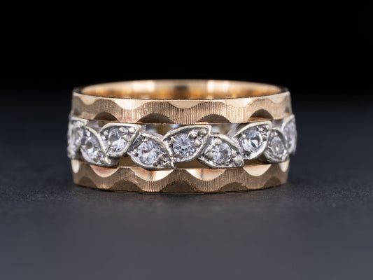 Vintage 9k Gold Eternity Ring CZ Gemstones Engagement - Redpoint Jewelry 