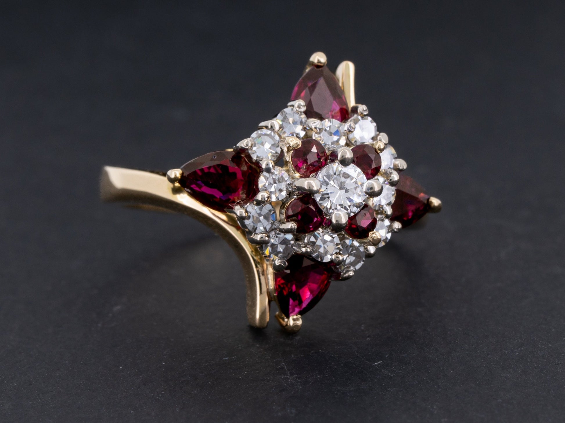 Vintage 1.91ctw Ruby and Diamond Ring in 14k Gold - Redpoint Jewelry 