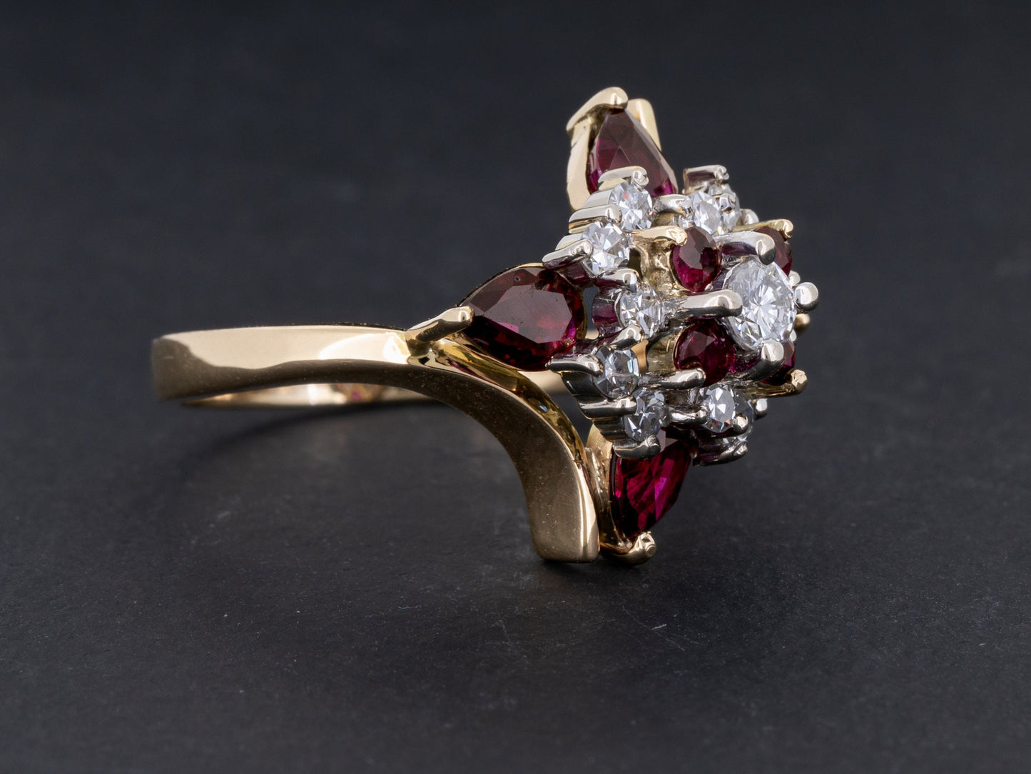 Vintage 1.91ctw Ruby and Diamond Ring in 14k Gold - Redpoint Jewelry 