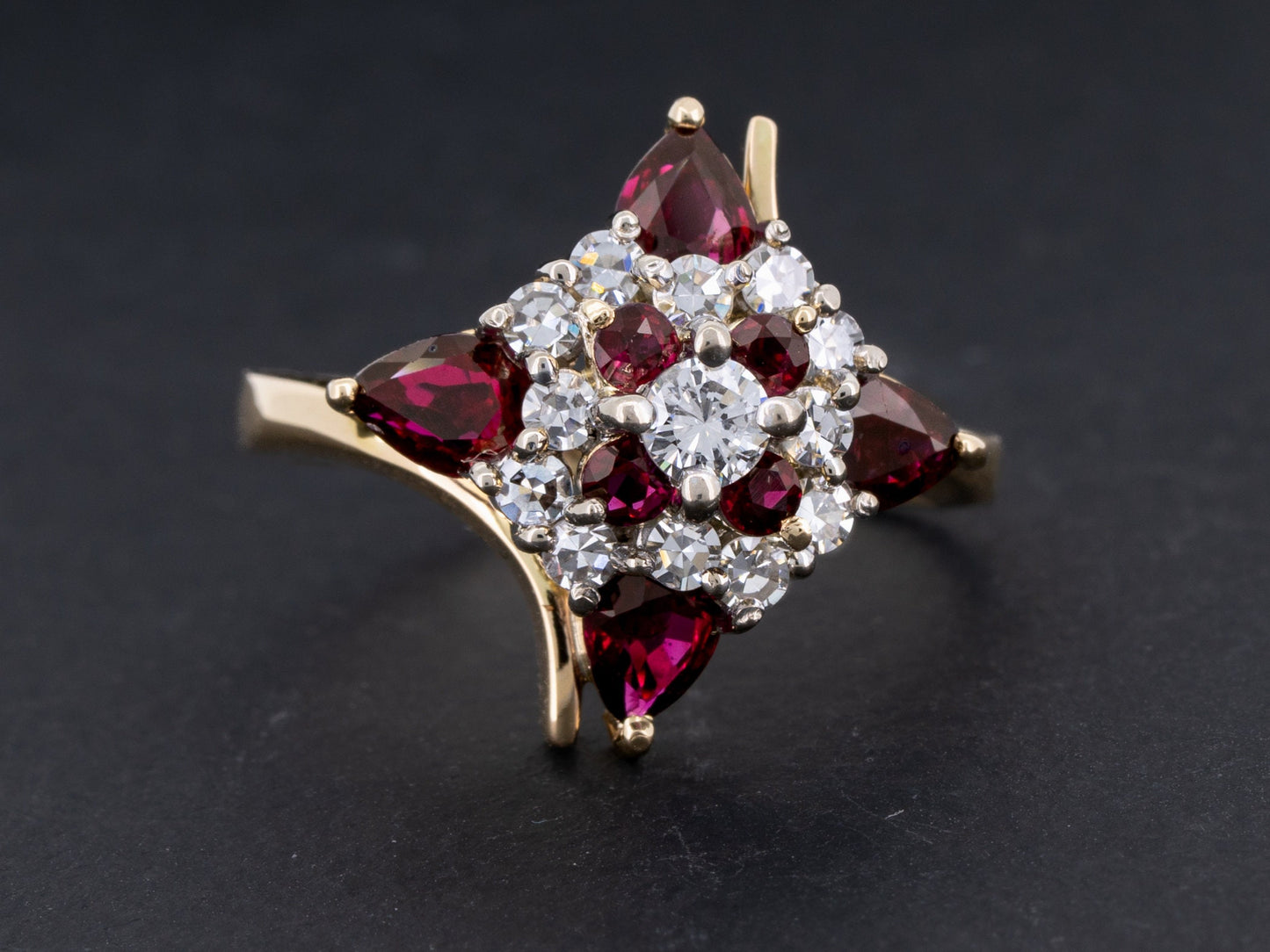 Vintage 1.91ctw Ruby and Diamond Ring in 14k Gold - Redpoint Jewelry 