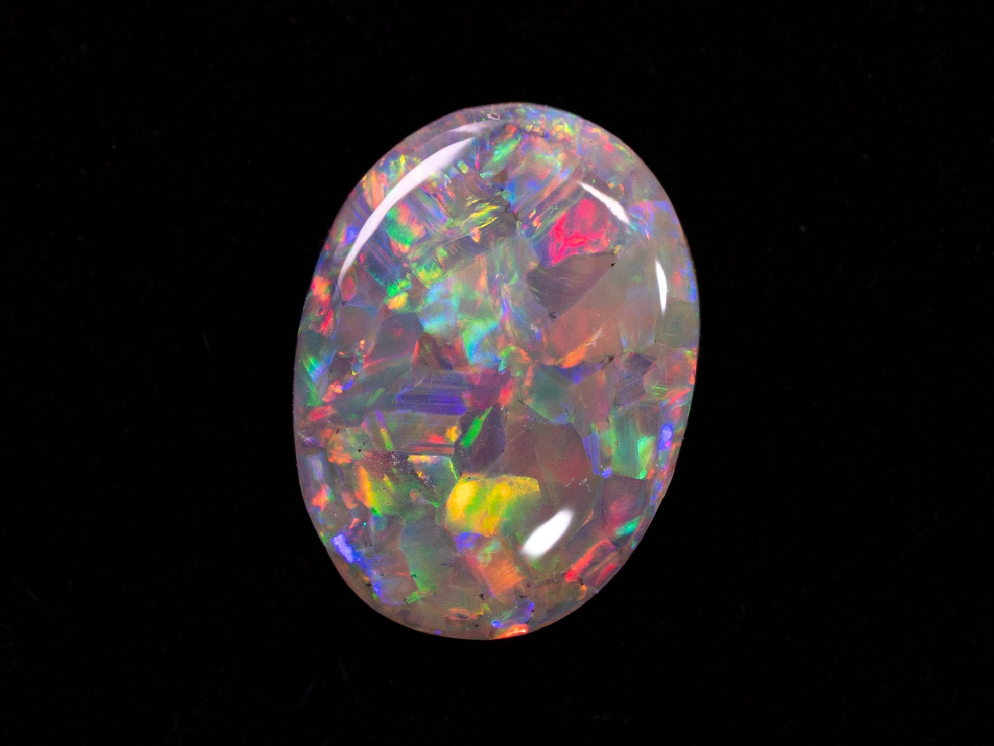 1.37 Carat Dark Crystal Opal Oval Cabochon Lightning Ridge Australia Semi Black - Redpoint Jewelry 