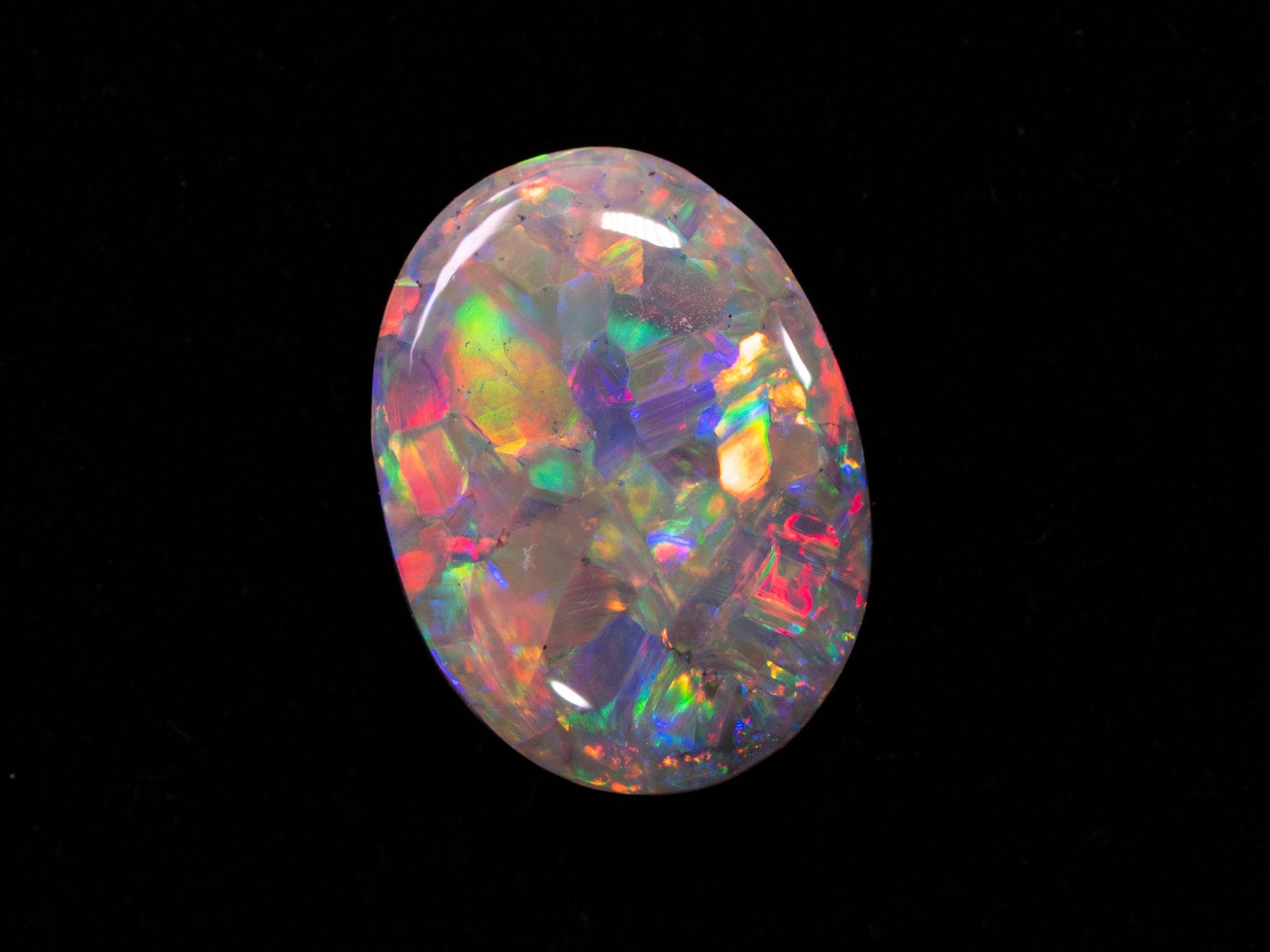 1.37 Carat Dark Crystal Opal Oval Cabochon Lightning Ridge Australia Semi Black - Redpoint Jewelry 